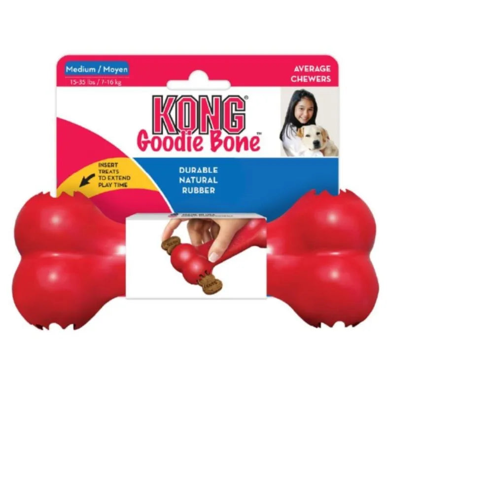 KONG - Goodie Bone - Durable Rubber Chew Bone, Treat Dispensing Dog Toy