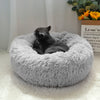 Fluffy Calming Dog Bed Long Plush Donut Pet Bed Hondenmand Round Orthopedic Lounger Sleeping Bag Kennel Cat Puppy Sofa Bed House