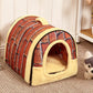 Indoor Dog House Soft Cozy Dog Cave Bed Foldable Removable Warm House Nest With Mat For Small Medium Cats Animals Kennel