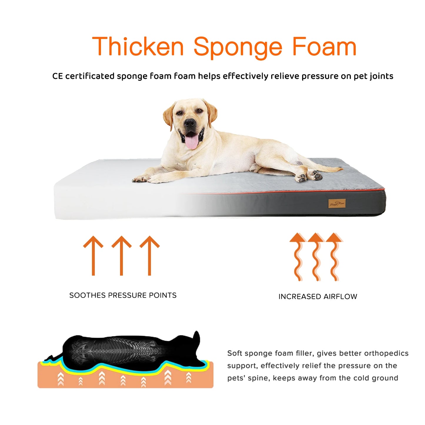 Large Orthopedic Dog Bed Kennel Memory Foam Waterproof Pet Bed with Removable Washable Cover Nonskid Bottom Joint Relief