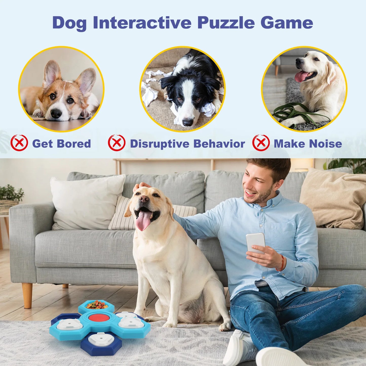 Dog Puzzle Toys Treat Dispensing Interactive Pet Slow Feeder For Small Large Dogs Puppy Enrichment IQ Training Dog Treat Bowl