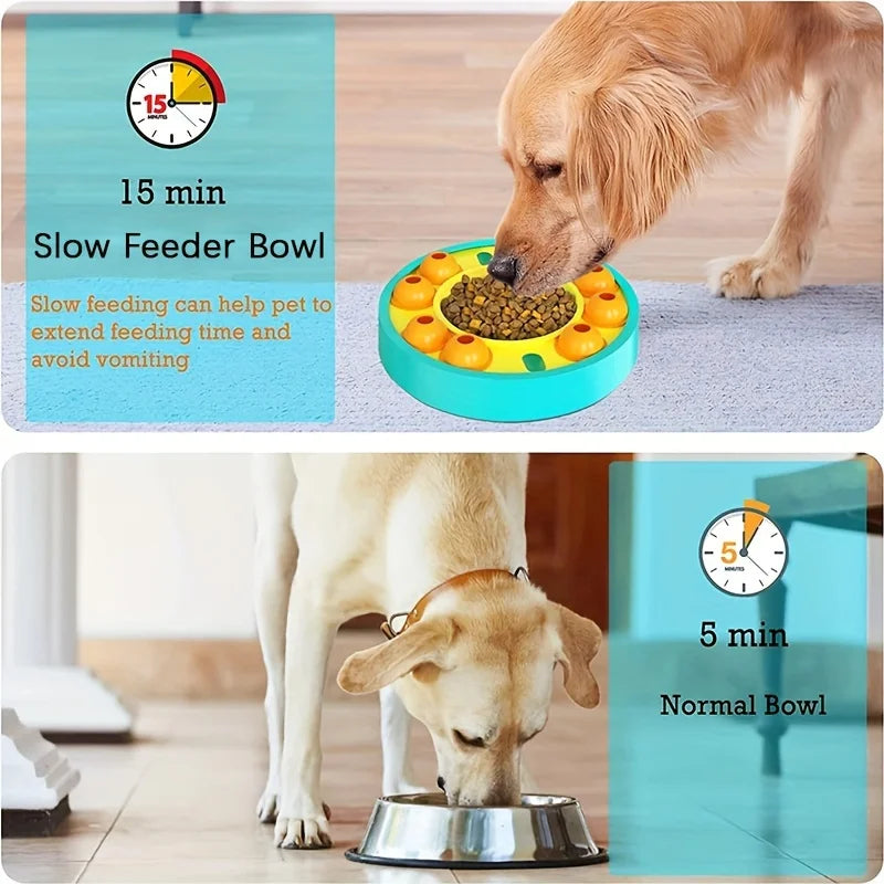 Dog Puzzle Toys Spinning Food Dispensing Toy Fun Slow Feeder Bowl for Dog IQ Training Interactive Dog Toys Treat Feeding Toys