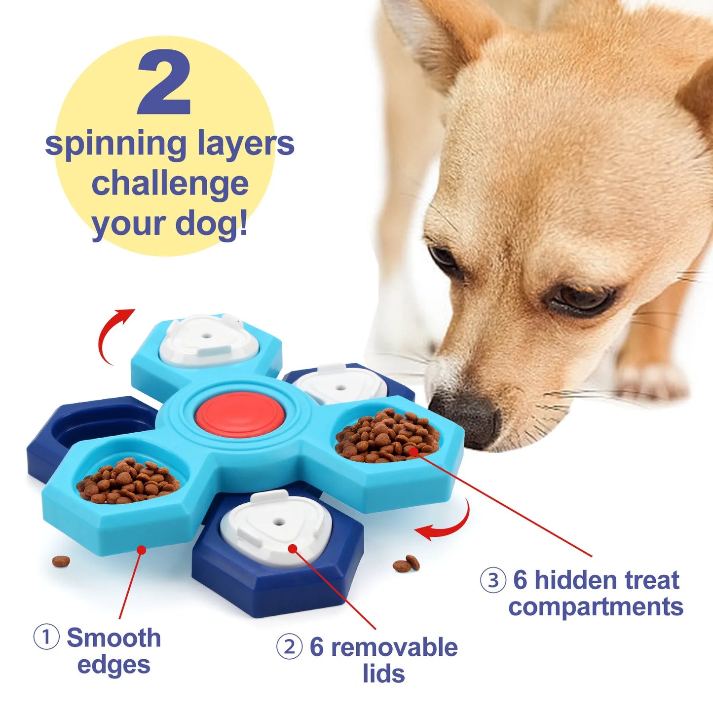 Dog Puzzle Toys Treat Dispensing Interactive Pet Slow Feeder For Small Large Dogs Puppy Enrichment IQ Training Dog Treat Bowl