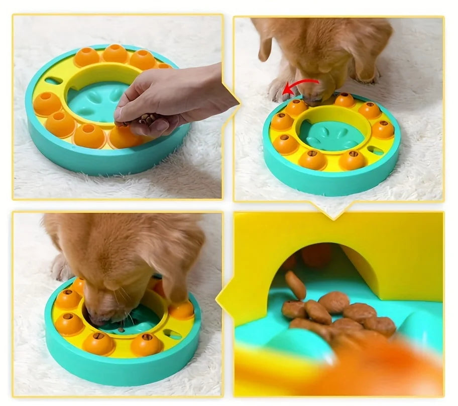 Dog Puzzle Toys Spinning Food Dispensing Toy Fun Slow Feeder Bowl for Dog IQ Training Interactive Dog Toys Treat Feeding Toys