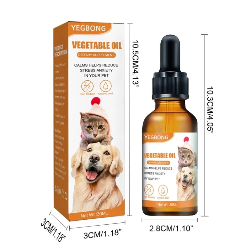 Pet Oil for Dogs and Cats Anxiety Stress Sleep Aids Calming Oil Drops Blend Essential Oil An Anxiety-Free Experience Skin Health