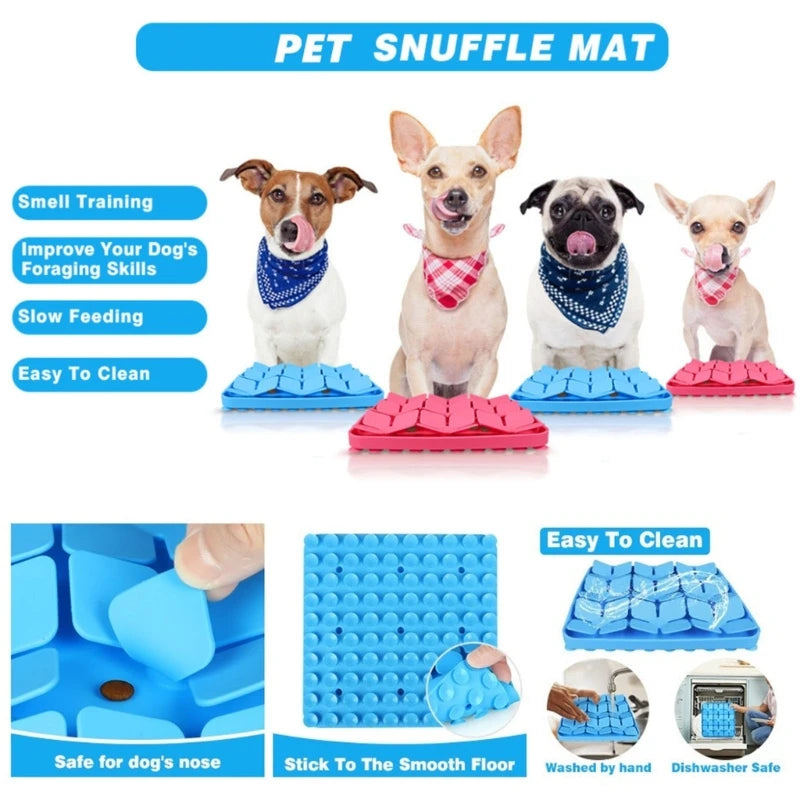 Pet Dog Snuffle Pad Silicone Slow Feeding Treat Pad Foraging Skill Slow Feeder No-Slip Puzzle Mat for Boredom Cats Dog