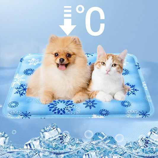 Soft Ice Gel Pet Cool Mat Water Iinjection Type Ice Feeling Pet Cooling Pad Breathable Bite Resistant Cat Bed Dog Accessories