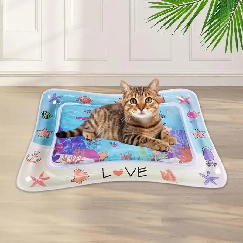 Sensory Water Play Mat For pets Water Sensory Pad Thickened Water Sensory Playmat With Fish For Pet Play Water Sensory Pad For