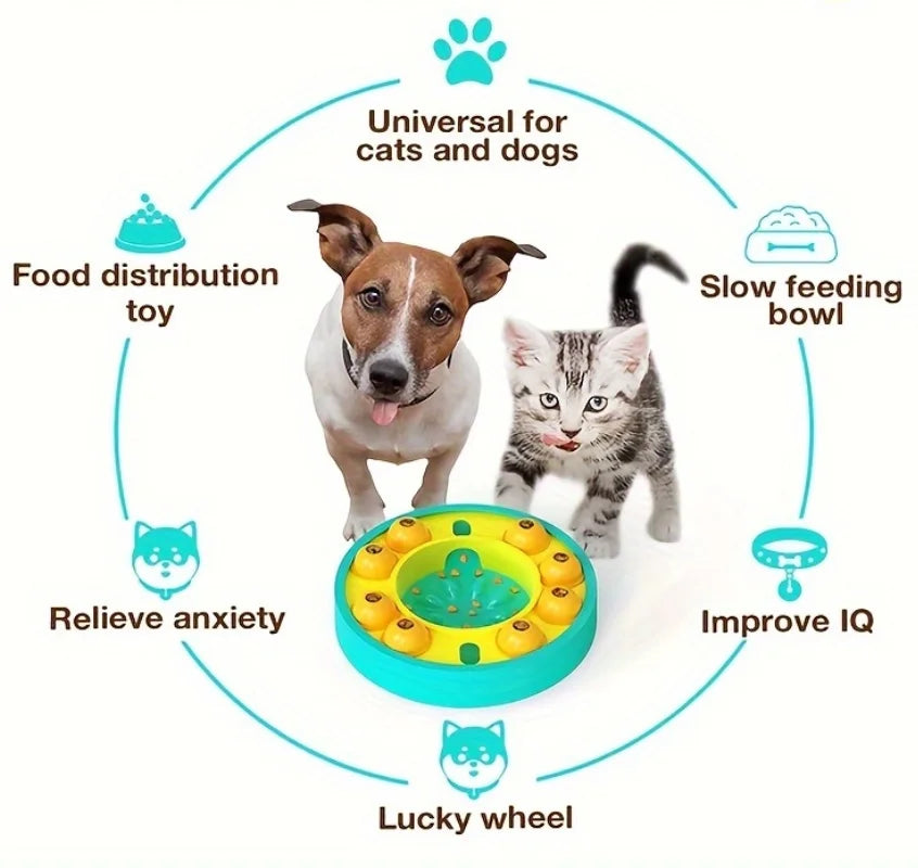 Dog Puzzle Toys Spinning Food Dispensing Toy Fun Slow Feeder Bowl for Dog IQ Training Interactive Dog Toys Treat Feeding Toys