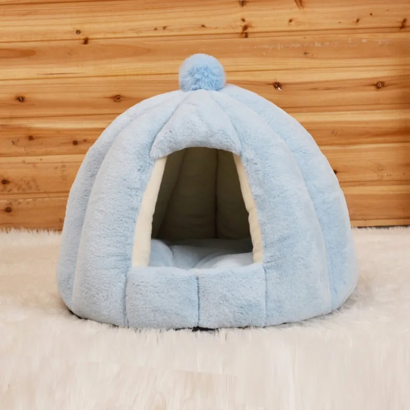 Warm Comfort Cat Bed In Winter Bed For Cats Cat House Dog Sofa Pet Little Mat Cozy Deep Cave Indoor Nest Pet Cat Accessories