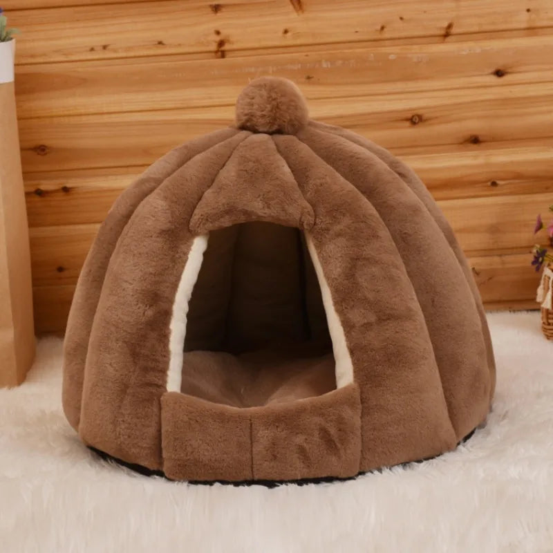 Warm Comfort Cat Bed In Winter Bed For Cats Cat House Dog Sofa Pet Little Mat Cozy Deep Cave Indoor Nest Pet Cat Accessories