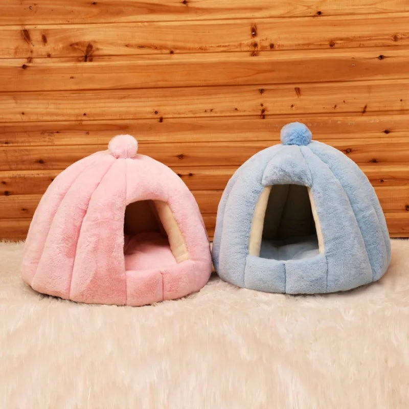 Warm Comfort Cat Bed In Winter Bed For Cats Cat House Dog Sofa Pet Little Mat Cozy Deep Cave Indoor Nest Pet Cat Accessories